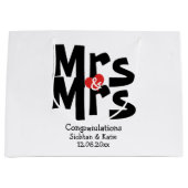 ブラックとレッドモダンのパーソナライズされた夫妻 ラージペーパーバッグ (正面)