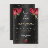 ブラックとレッドローゼクインセアニラ日付を保存 セーブザデート (正面/裏面)