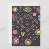 ブラックとレトロ カラフルな誕生日パーティー 招待状 (裏面)