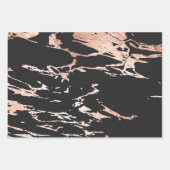 ブラックとローズゴールドの大理石のような見た目 ラッピングペーパーシート (正面3)