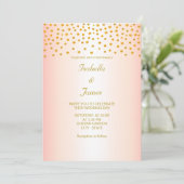 ブラックとローズゴールドの華やかなゴールド コンフェティ 招待状 (スタンド正面)