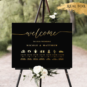 ブラックと実在ゴールドフォイルのタイムラ結婚イン記号 箔ポスター
