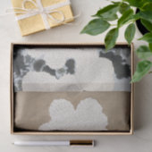 ブラックと白のダリアの花カーキリネン 薄葉紙 (ギフト)