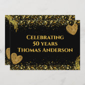 ブラックと祝金ゴールドの50年 招待状 (正面/裏面)