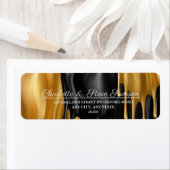 ブラックと絵を描金ゴールドドリッ結婚プの差出人住所 ラベル (インサイチュ)