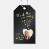 ブラックと金ゴールドありがとう50誕生日好意 ギフトタグ (正面)