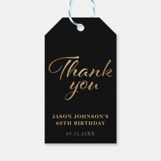 ブラックと金ゴールドありがとう ギフトタグ (正面)