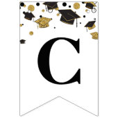 ブラックと金ゴールドおめでとう |卒業パーティー バンティングフラッグ (第1の旗)