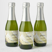 ブラックと金ゴールドきらめく付きワインシルク スパークリングワインラベル (ボトル)