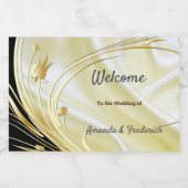 ブラックと金ゴールドきらめく付きワインシルク スパークリングワインラベル (シングルラベル)