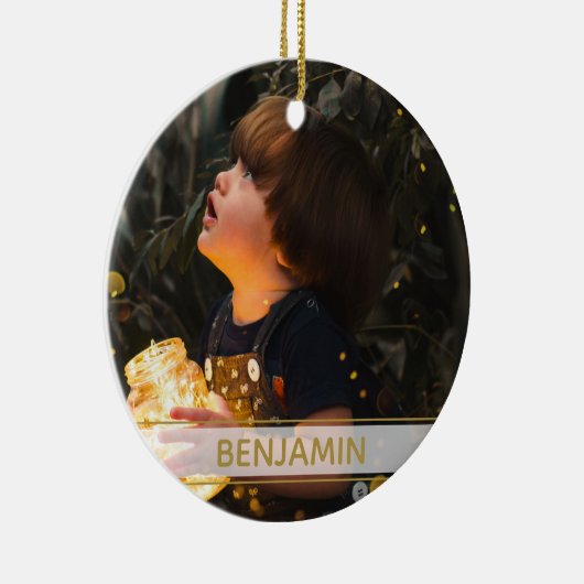 ブラックと金ゴールドと写真クリスマス セラミックオーナメント (右)