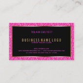 ブラックと金ゴールドのアクセント付きホットピンクのファックスグリッター 名刺 (裏面)