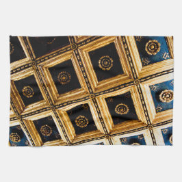 ブラックと金ゴールドのアーキテクチャ キッチンタオル