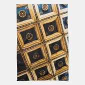 ブラックと金ゴールドのアーキテクチャ キッチンタオル (縦)