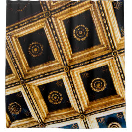 ブラックと金ゴールドのアーキテクチャ シャワーカーテン