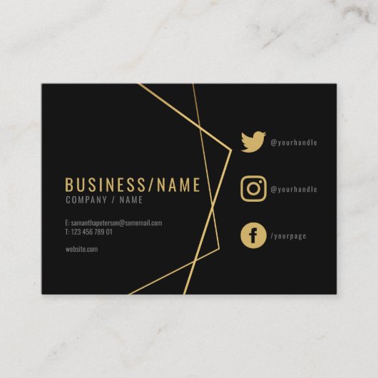 ブラックと金ゴールドのソーシャルメディア 名刺 (正面)