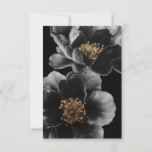 ブラックと金ゴールドのフローラの生涯葬儀お祝い サンキューカード (裏面)