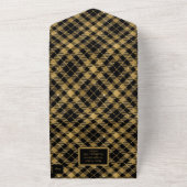 ブラックと金ゴールドのプレイドエレガント オールインワン招待状 (外側)