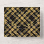 ブラックと金ゴールドのプレイドエレガント オールインワン招待状 (裏面)