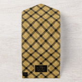 ブラックと金ゴールドのプレイドエレガント オールインワン招待状 (外側)