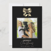 ブラックと金ゴールドのボーモダンフォトクリスマス シーズンカード (正面)