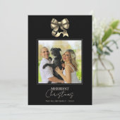 ブラックと金ゴールドのボーモダンフォトクリスマス シーズンカード (スタンド正面)