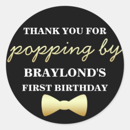 ブラックと金ゴールドのポコーンステッカーとボウタイ ラウンドシール
