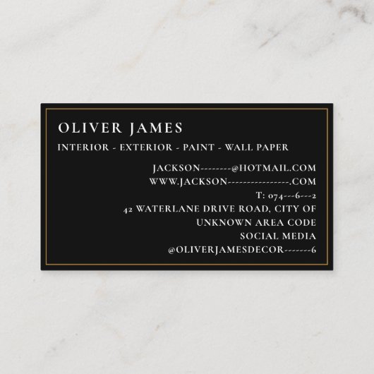 ブラックと金ゴールドのラダーメタリック絵を描デコレータ 名刺 (裏面)