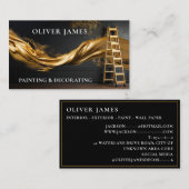 ブラックと金ゴールドのラダーメタリック絵を描デコレータ 名刺 (正面/裏面)