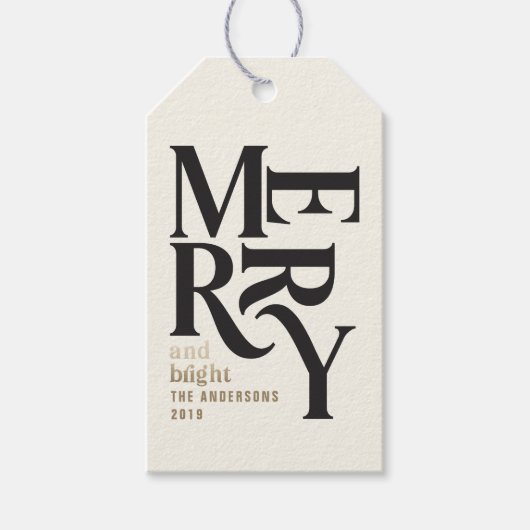 ブラックと金ゴールドのヴィンテージメリーの好意 ギフトタグ (正面)