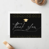 ブラックと金ゴールドの卒業ありがとう ノートカード (正面/裏面インサイチュ)