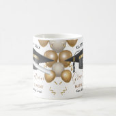 ブラックと金ゴールドの卒業式キャップ2022 コーヒーマグカップ (中央)