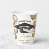 ブラックと金ゴールドの卒業式キャップ2022 紙コップ (裏面)