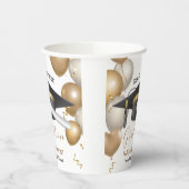 ブラックと金ゴールドの卒業式キャップ2022 紙コップ (左)