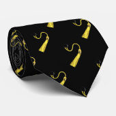ブラックと金ゴールドの卒業 ネクタイ (ロール)