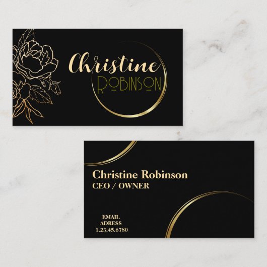 ブラックと金ゴールドの名前をカスタムすると職業 名刺 (正面/裏面)