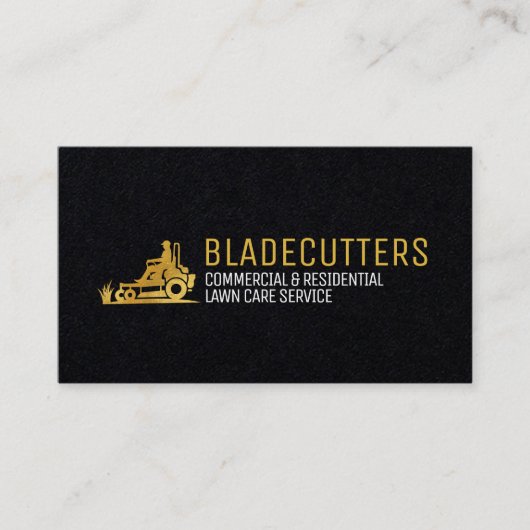 ブラックと金ゴールドの気に芝生とモウィングの名刺 名刺 (正面)