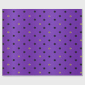 ブラックと金ゴールドの水玉模様とパープルサテン ラッピングペーパー (フラット)