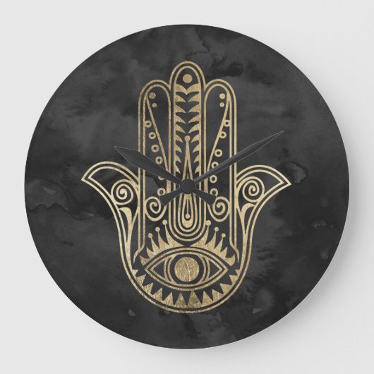 ブラックと金ゴールドの水色はファティマの手をハンサ ラージ壁時計 (正面)