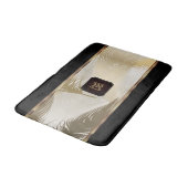 ブラックと金ゴールドの羽のパターン（モノグラム） バスマット (アングル)