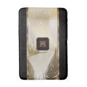 ブラックと金ゴールドの羽のパターン（モノグラム） バスマット (正面縦)