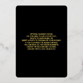 ブラックと金ゴールドの豪華な招待カードゴールドフォイル 箔招待状 (裏面)