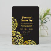 ブラックと金ゴールドの豪華な招待カードゴールドフォイル 箔招待状 (立ち正面)