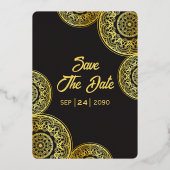 ブラックと金ゴールドの豪華な招待カードゴールドフォイル 箔招待状 (裏面)