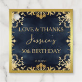 ブラックと金ゴールドの飾り付け誕生日パ感謝していーティー フェイバータグ (正面)