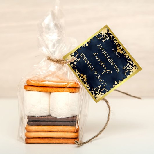 ブラックと金ゴールドの飾り付け誕生日パ感謝していーティー フェイバータグ