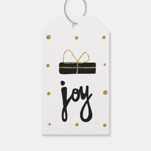ブラックと金ゴールドのJoyギフトは洗練された ギフトタグ (裏面)