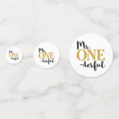 ブラックと金ゴールドのMr.OneDerfulテーブル紙吹雪 コンフェッティ (正面)