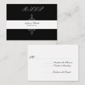 ブラックと金ゴールドのRSVPカード エンクロージャーカード (正面/裏面)