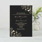ブラックと金ゴールドをすべて1つの結婚式招待状 招待状 (スタンド正面)